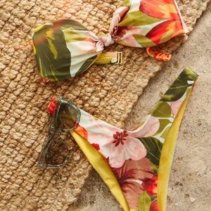 Aerie Hawaiian Tropical Print Super High-Cut Cheeky Brazilian Bikini Bottom
